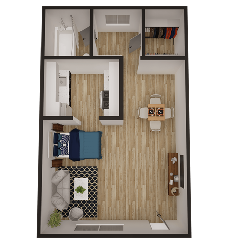 a floor plan of a one bedroom apartment